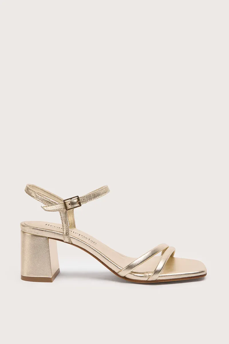 Bryan Stepwise Habana Pearl sandalen goud hak leer