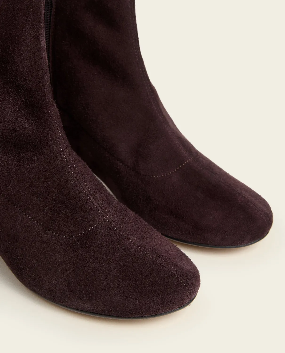 Flattered Ember enkellaars chocolate suède stretch