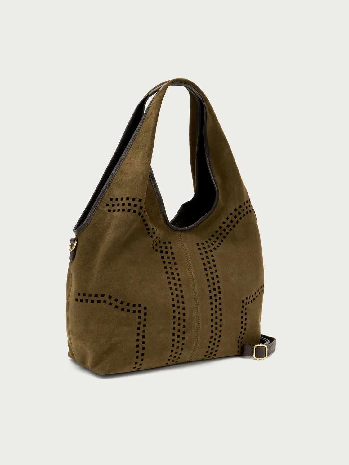 Frau groene suède hobo tas maxi laser-cut