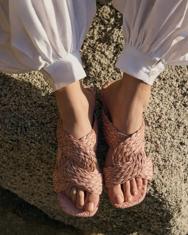 Castaner Padme 258 sandaal roze gevlochten raffia
