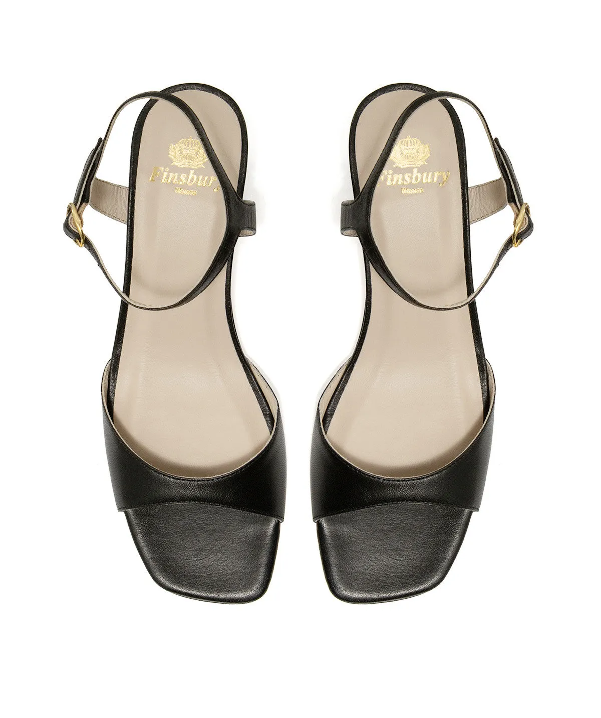 Finsbury Maeva sandaal zwart lamleer 4 cm hak