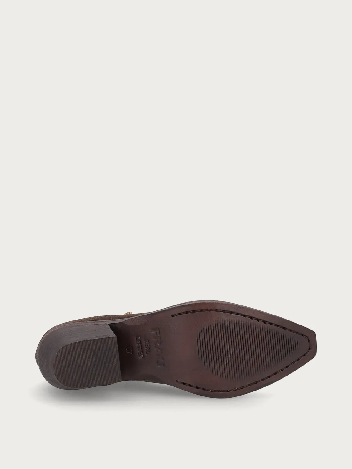 Frau FX Texan schoenen suède bruin hak gesp