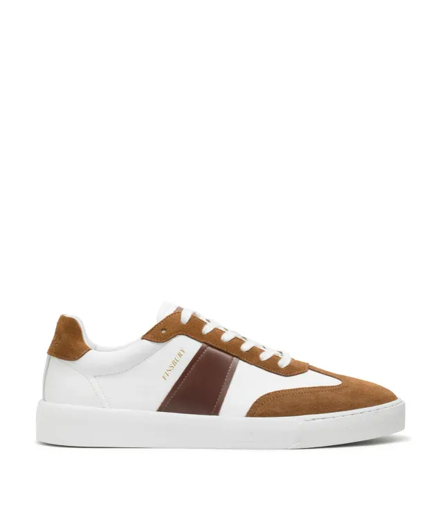 Finsbury Leo sneakers wit bruin leer