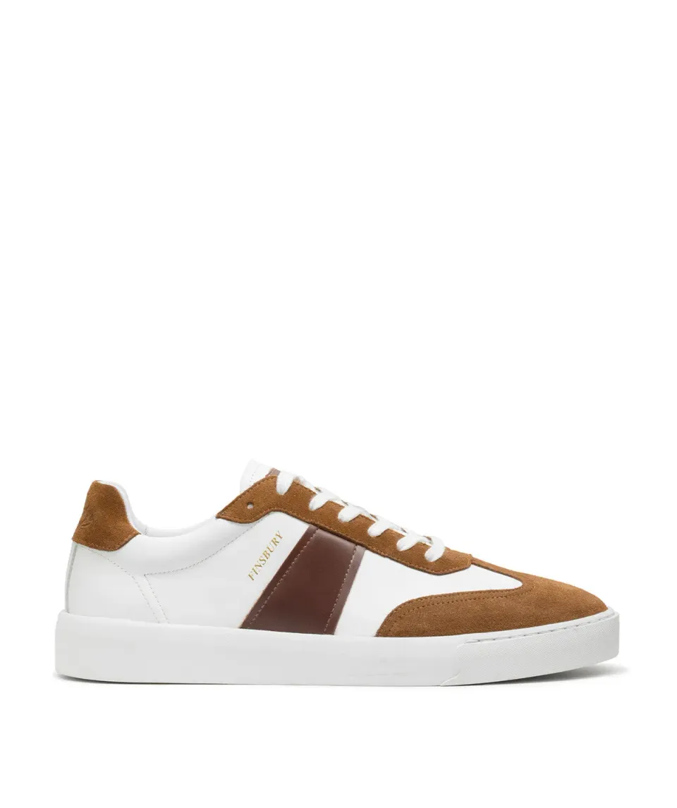 Finsbury Leo sneakers wit bruin leer