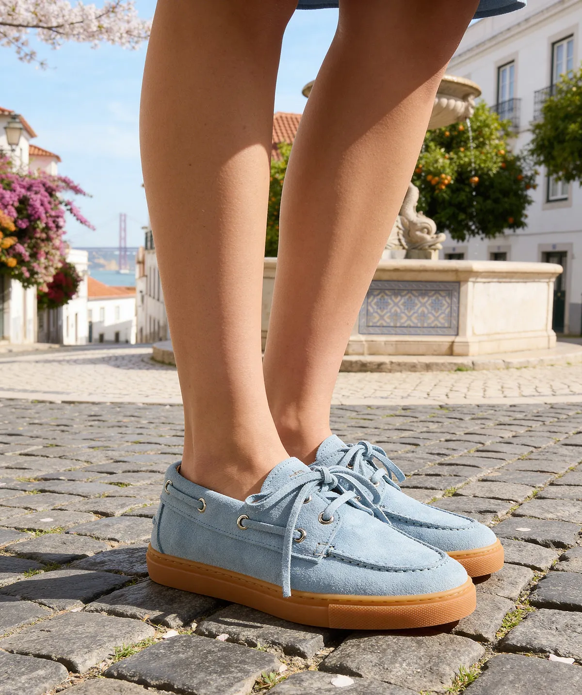 Finsbury Anita loafers lichtblauw suède dames