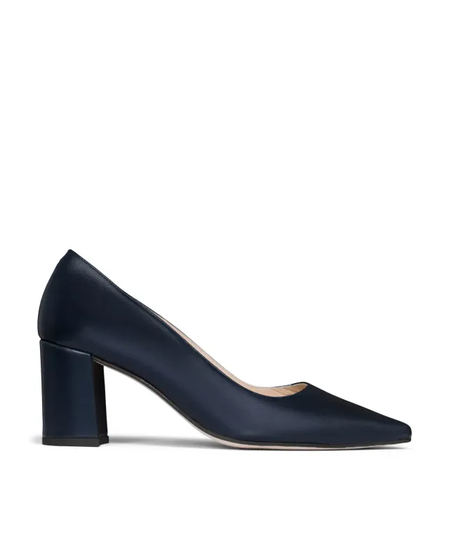 Finsbury Anabel pumps blauw leer blokhak 6 cm