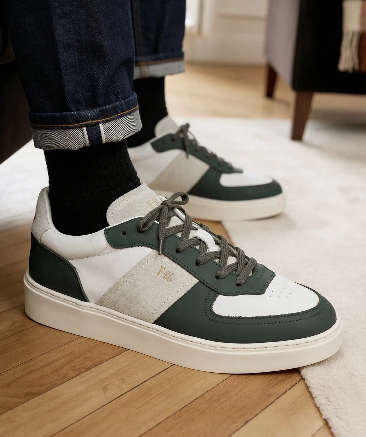 Finsbury Alexis sneakers groen wit rubberen zool