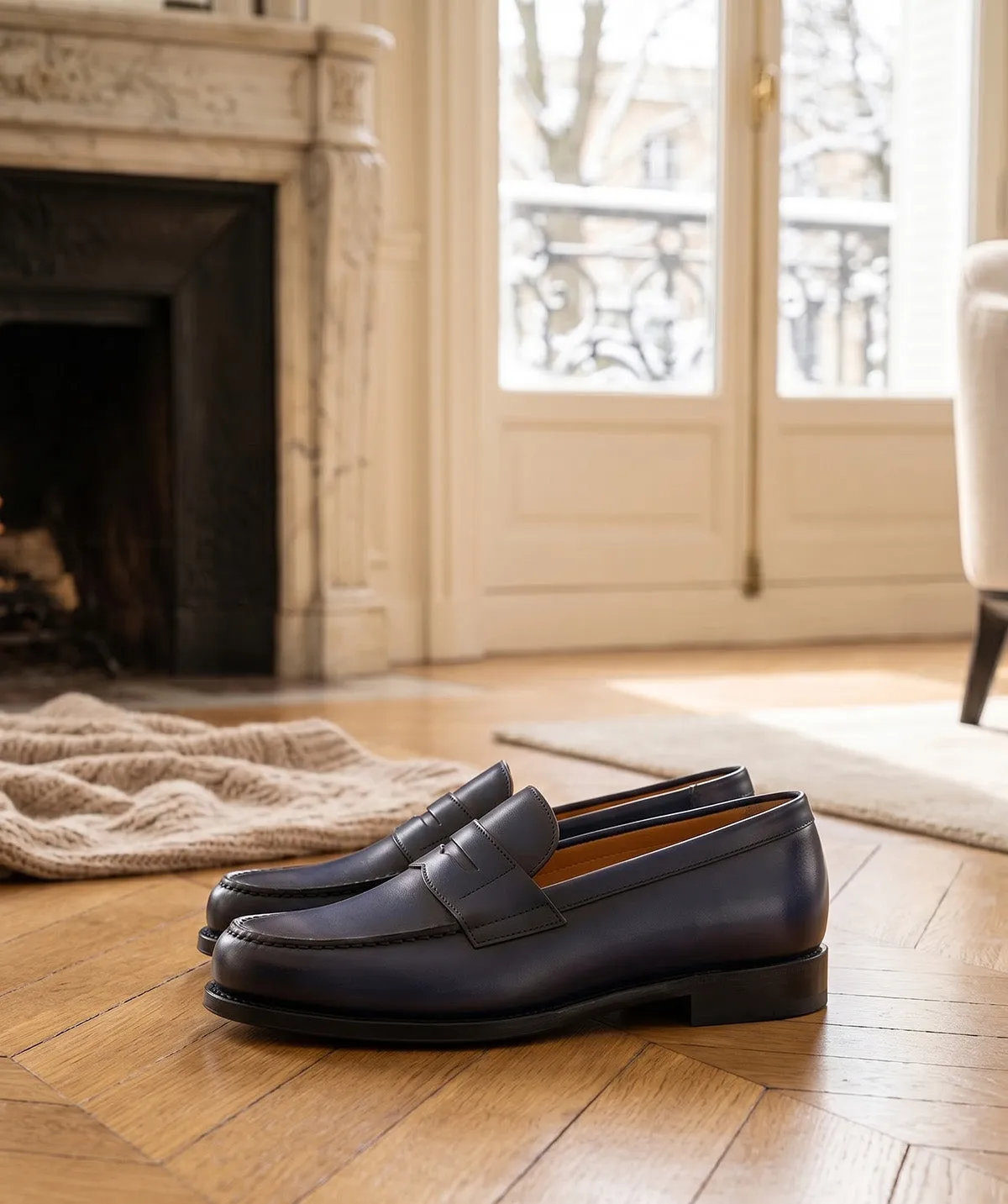 Finsbury COLLEGE 1986 loafers blauw leer heren