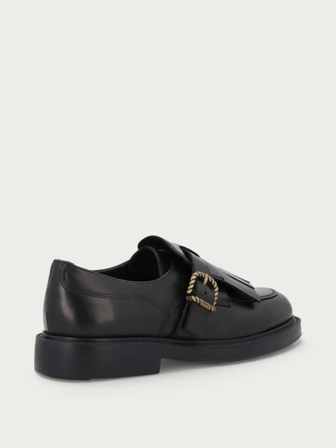 Frau Verona zwarte leren veterschoenen franje