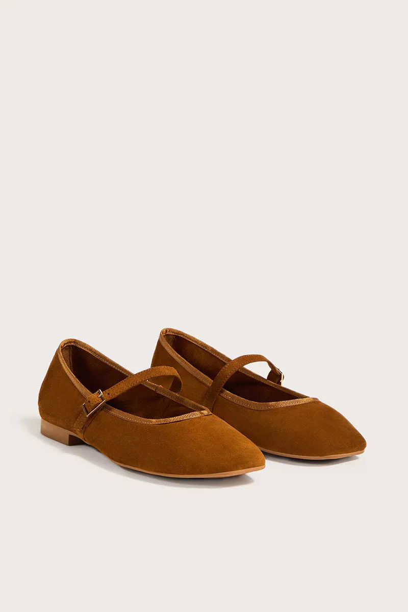 Bryan Stepwise Nicolle ballerina's camel suède