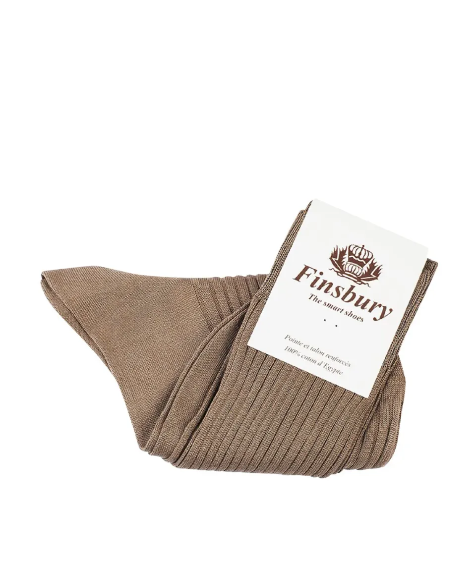 Finsbury Coffee sokken katoen donkerbeige Schotse draad