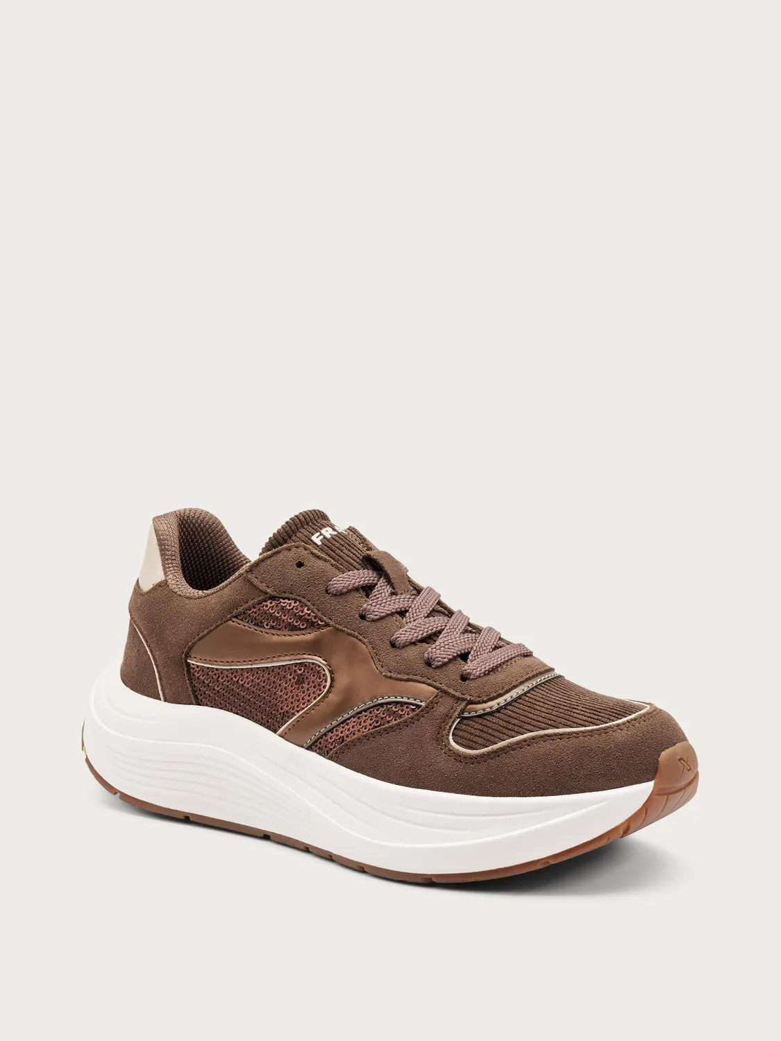 Frau Cross Hybrid bruine sneakers pailletten dames