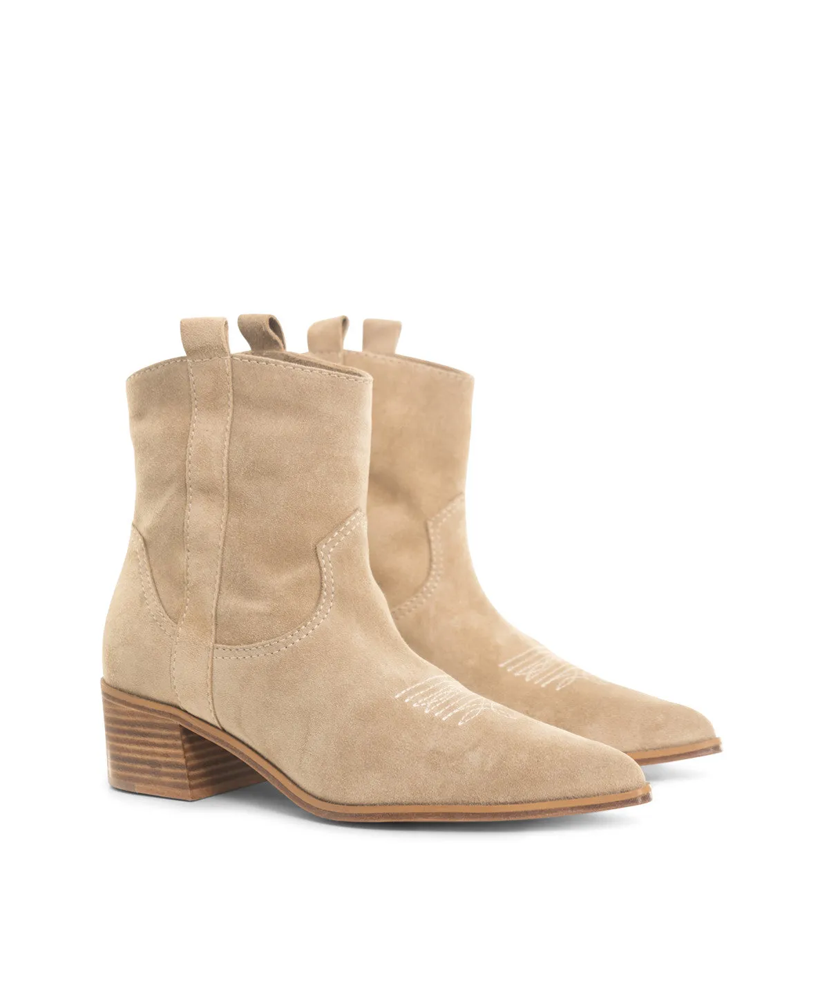 Finsbury Lise beige velours cowboylaarzen geborduurd