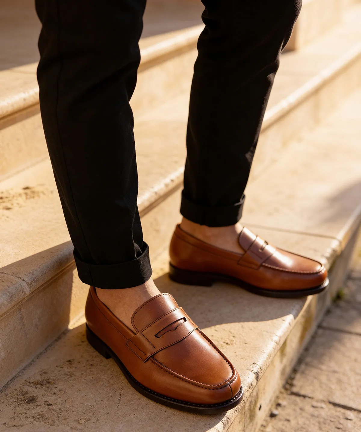 Finsbury College 1986 loafer lichtbruin goud leer