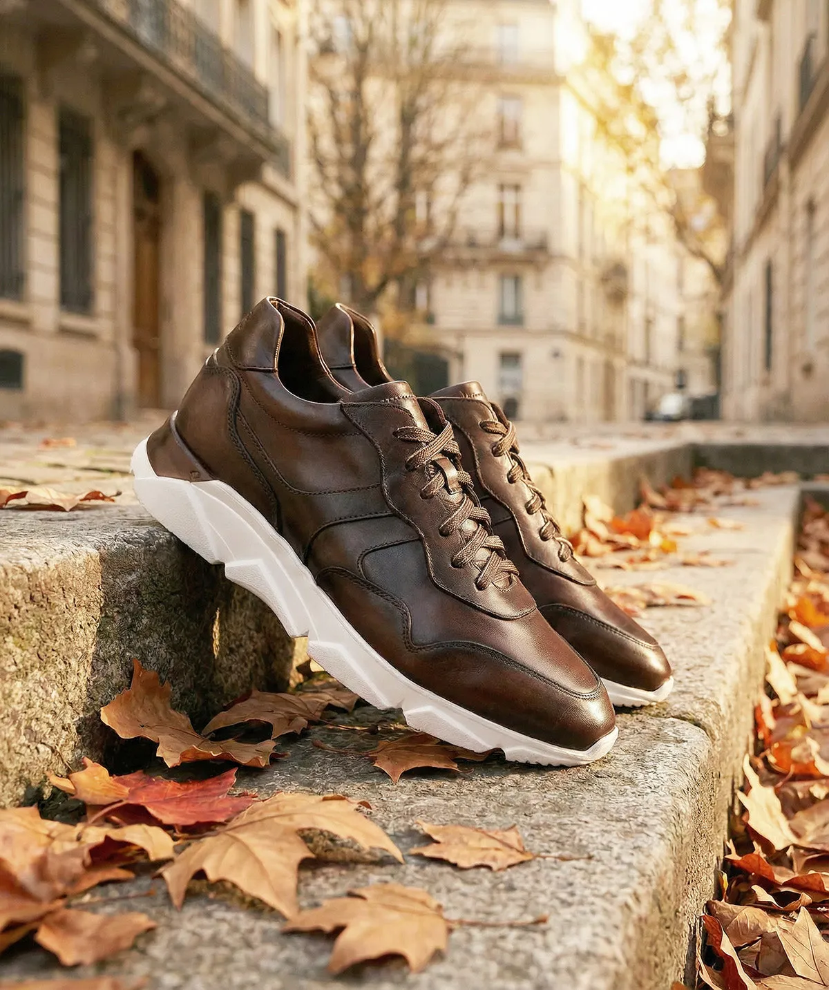 Finsbury Paolo sneakers bruin patina leer