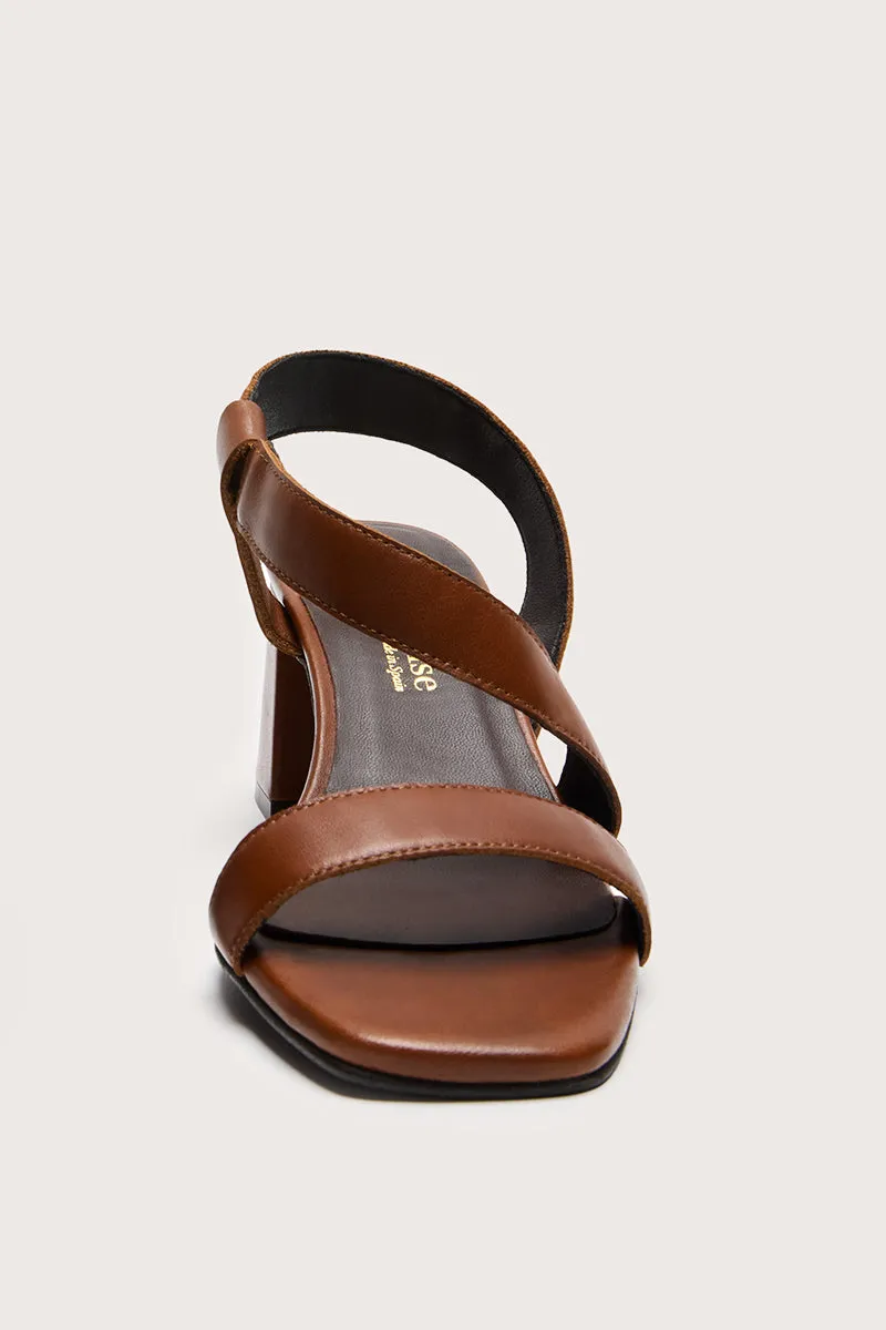 Bryan Stepwise Noe sandalen hak camel leer