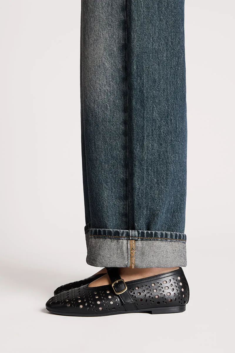 Bryan Stepwise Lyra Negro ballerina's leer met gesp