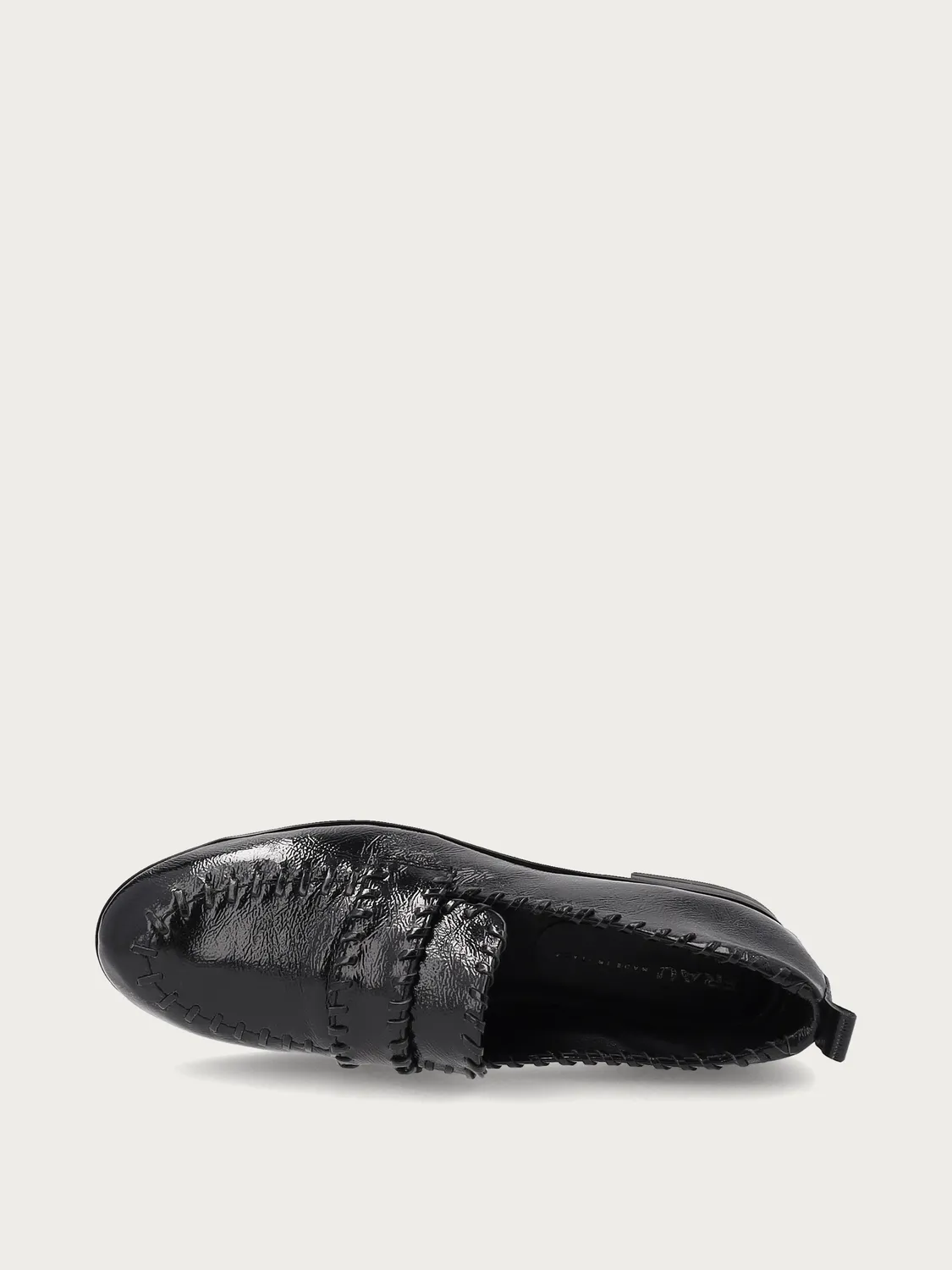 Frau Verona zwarte leren loafers vlecht-detail