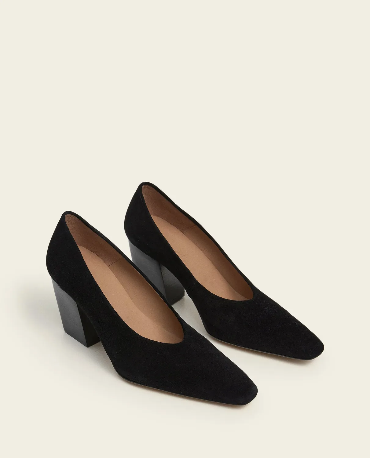 Flattered Angelina 65 suède pumps zwart blokhak
