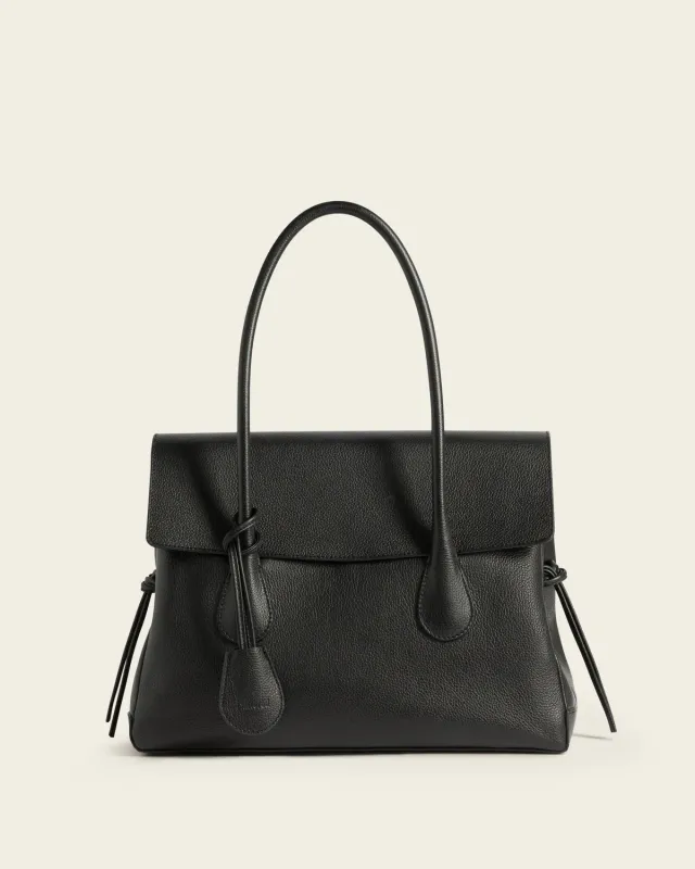Flattered Lydia tote zwart generfd leer