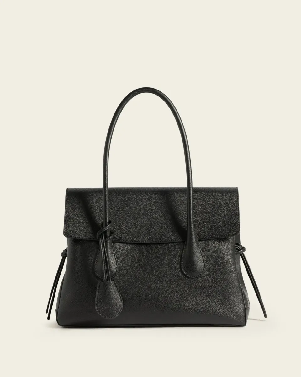 Flattered Lydia tote zwart generfd leer