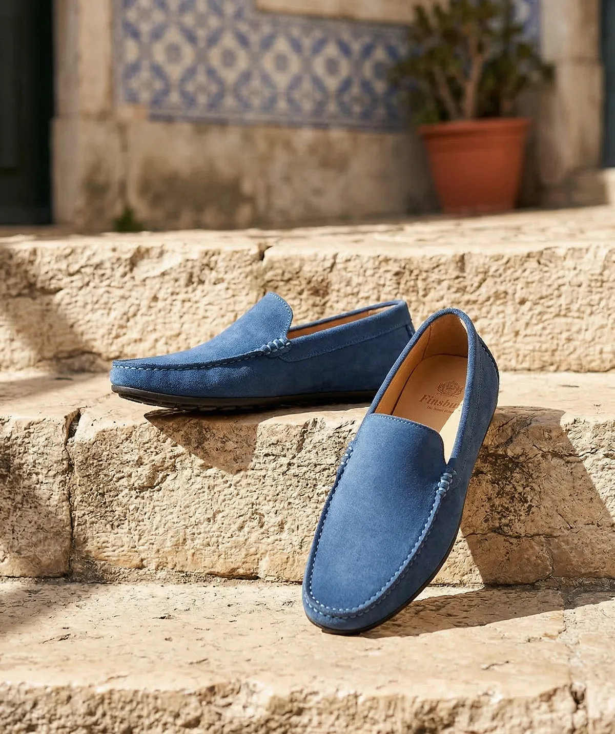 Finsbury Dandy mocassins blauw suède