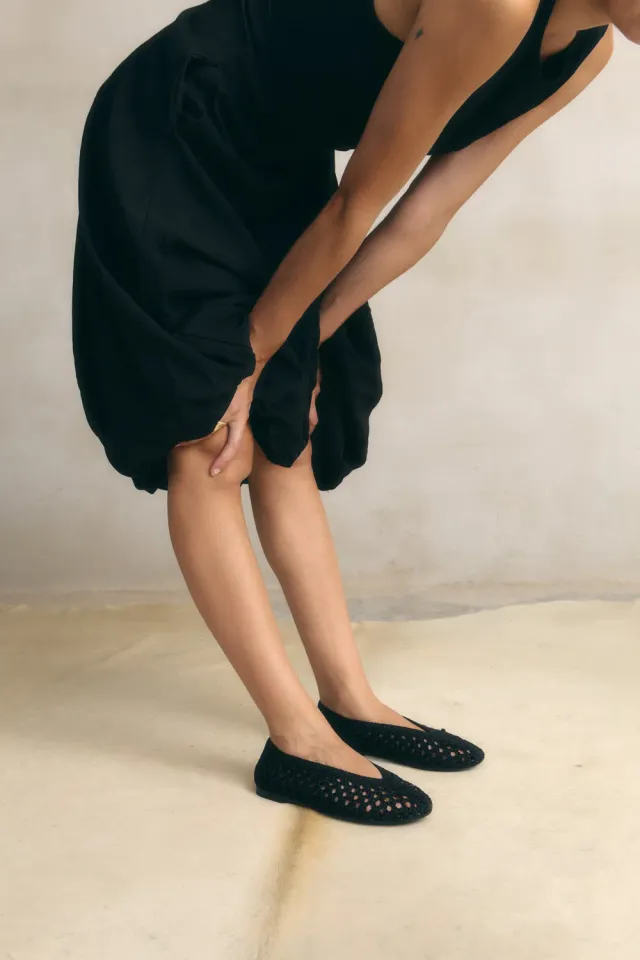 JUTELAUNE Liv Black ballerina’s zwart katoen