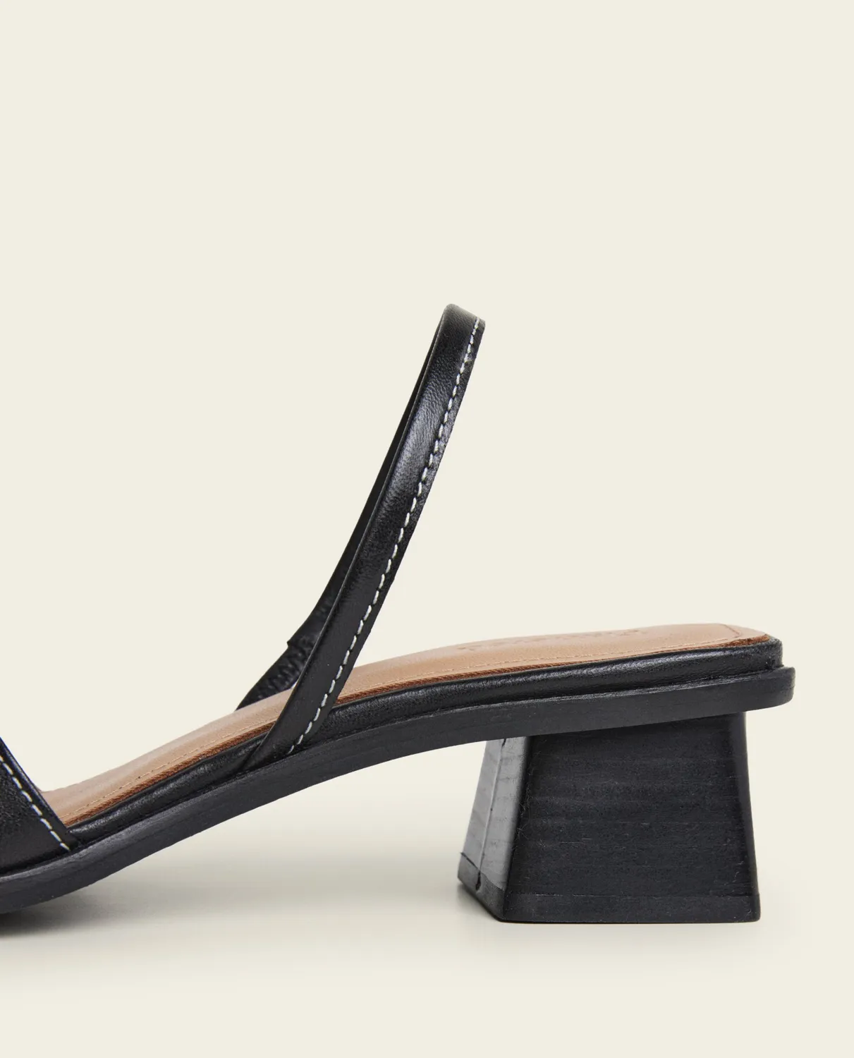 Flattered Jojo Leather Black sandalen blokhak