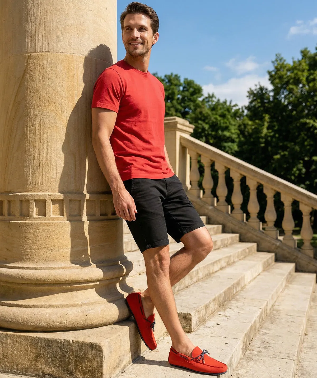 Finsbury Cancun mocassin rood suède kalfsleer