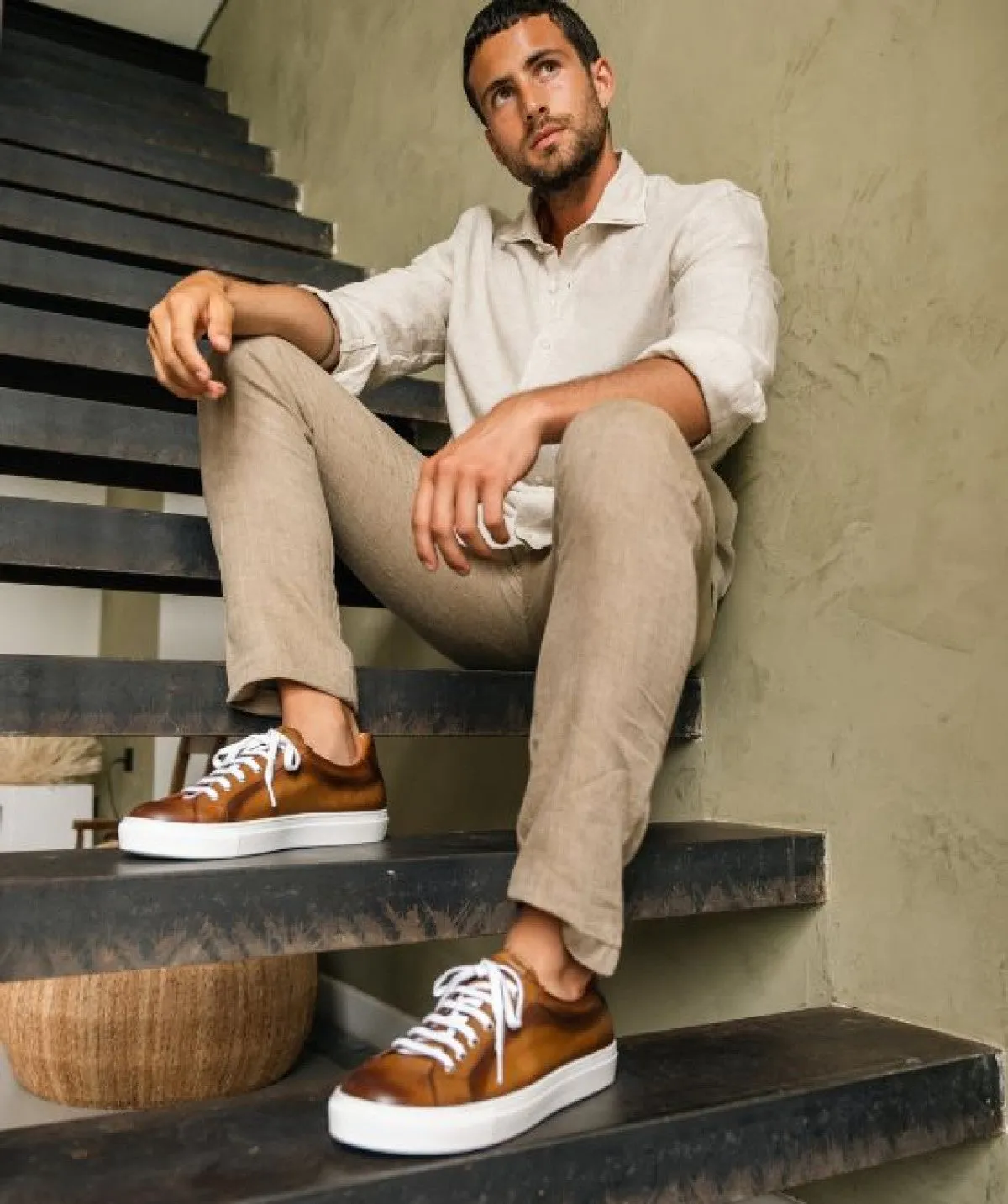 Finsbury Julian sneakers bruin patina 6-oog leer