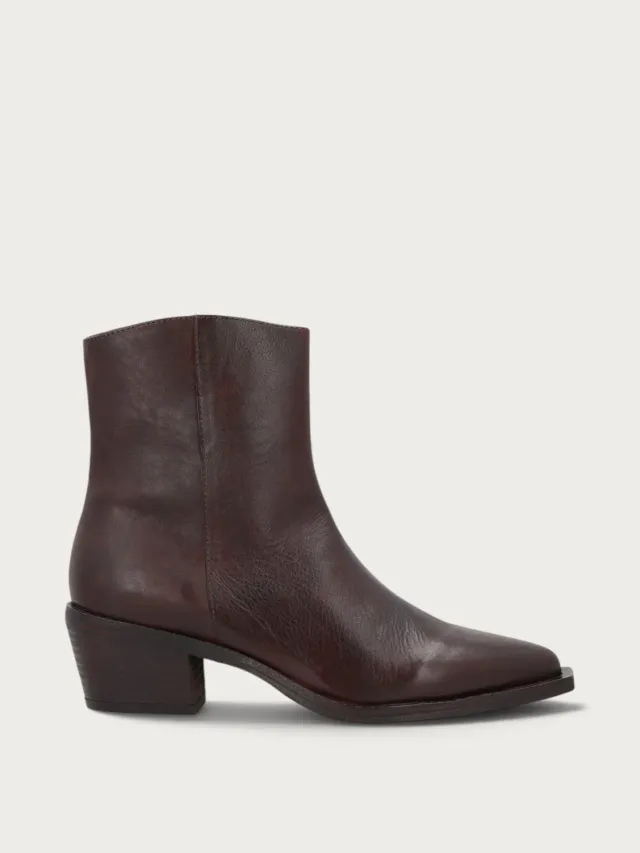 Frau FX enkellaarzen bruin leer texan rits