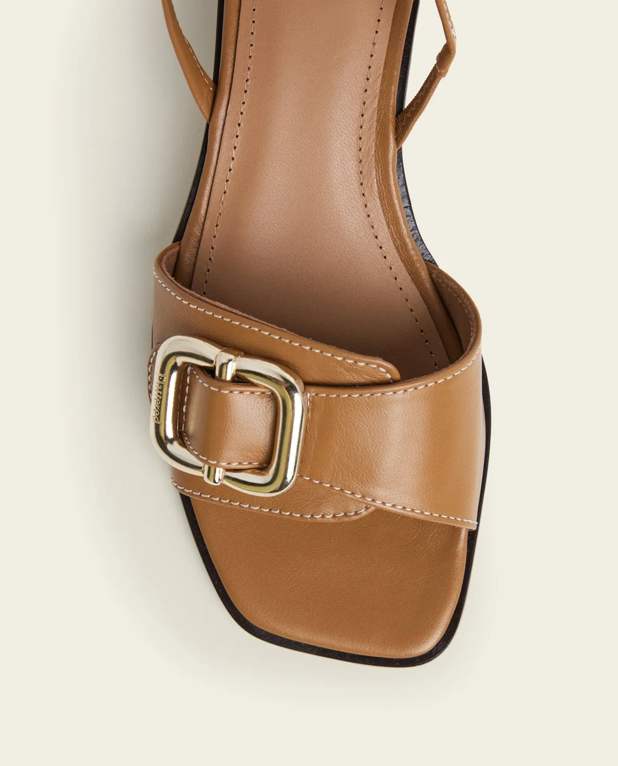 Flattered Jojo sandalen camel leer blokhak