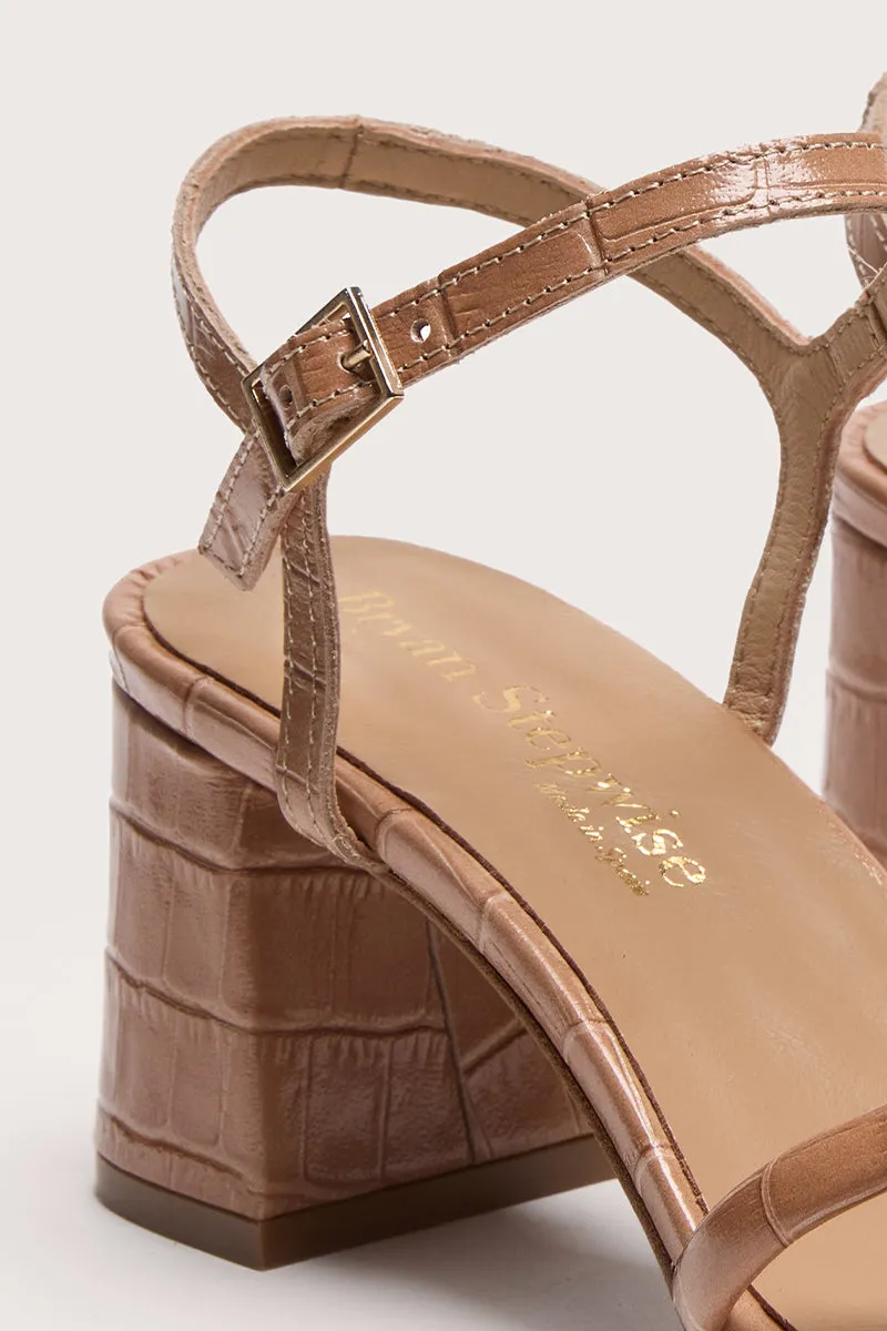 Bryan Stepwise Habana sandalen hak beige leer