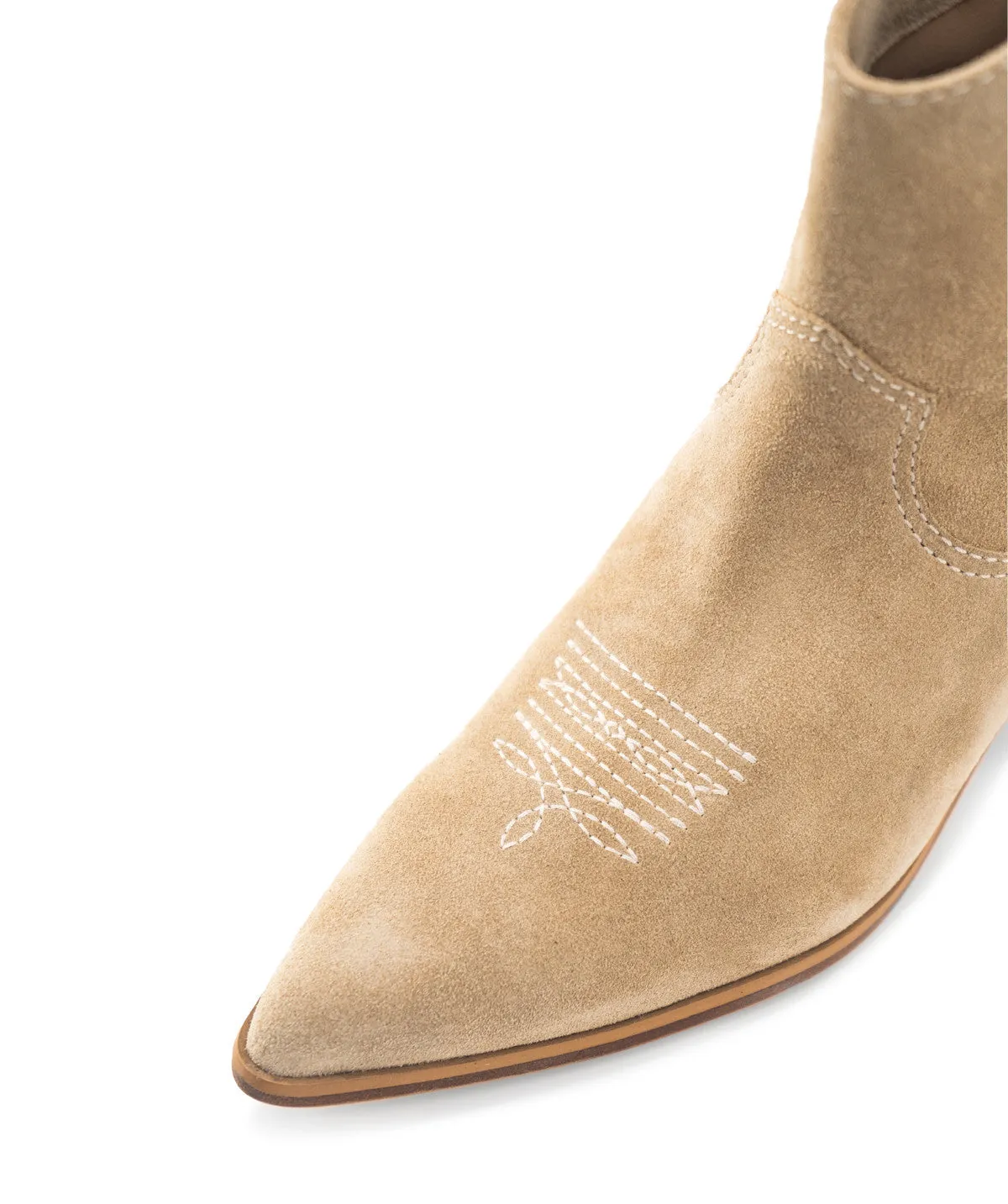 Finsbury Lise beige velours cowboylaarzen geborduurd