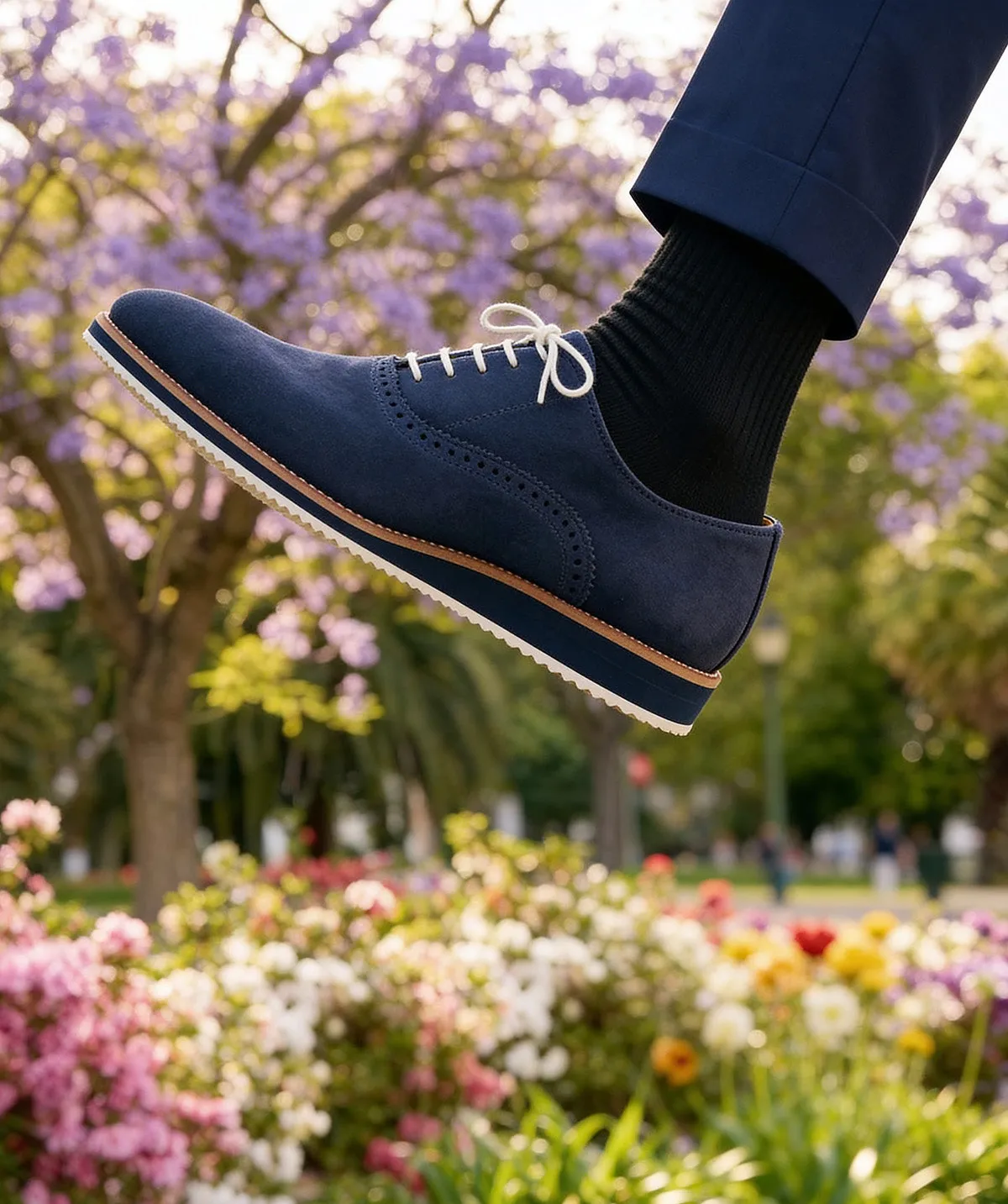 Finsbury Will oxfordschoen marineblauw suède rubberzool