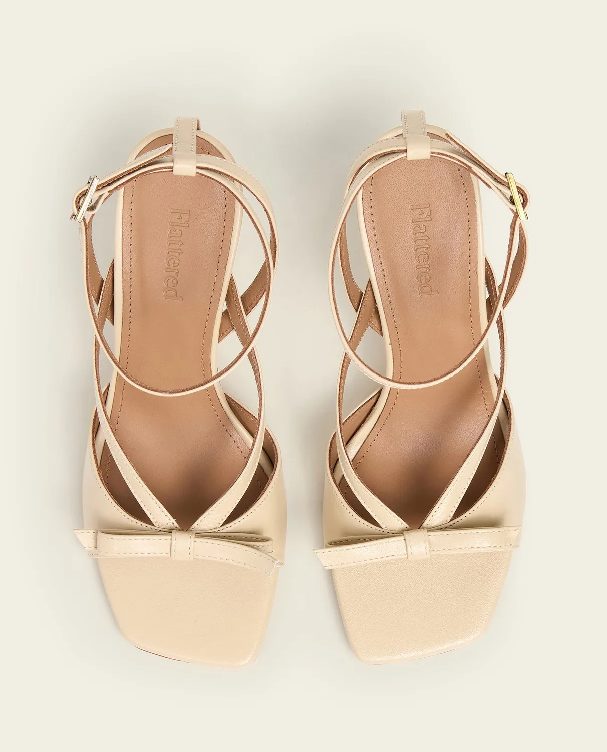 Flattered Margo sandalen crème leer 80 mm hak
