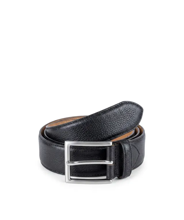 Finsbury riem zwart generfd leer 3,4 cm