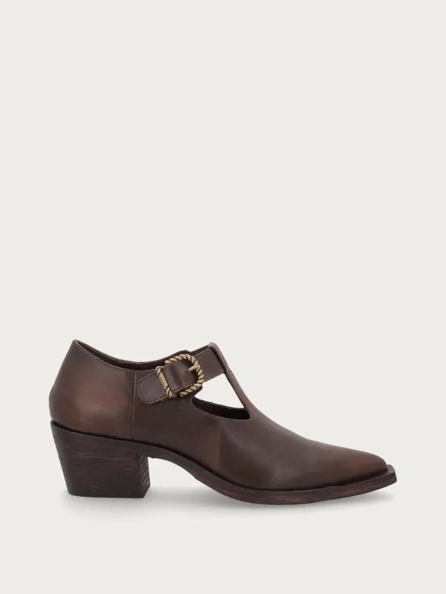 Frau FX western schoenen bruin leer met hak dames