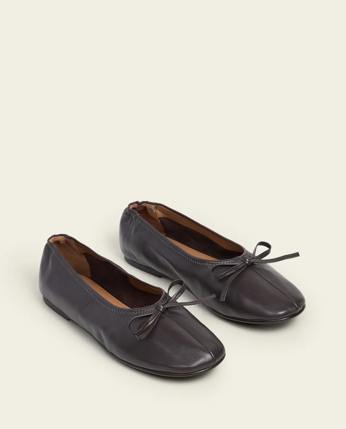 Flattered Blaise Leather Chocolate ballerina's bruin leer