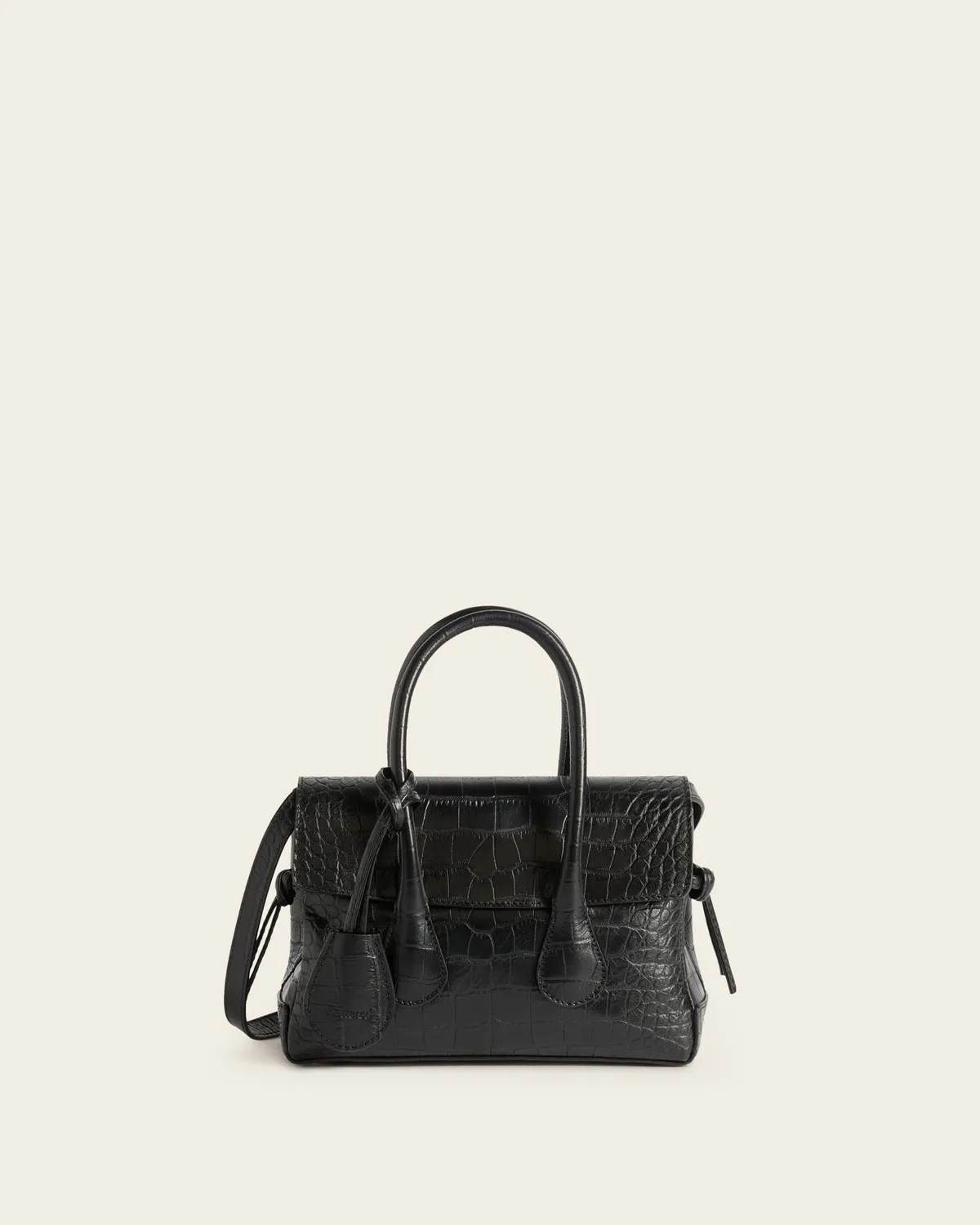 Flattered Lydia Mini tas zwart croco leer