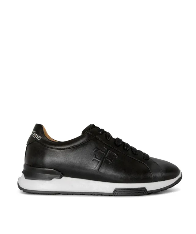 Finsbury All The Times leren sneakers zwart