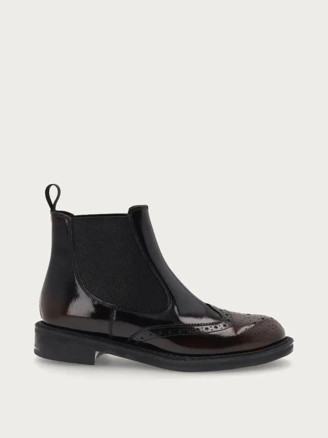 Frau Verona Brit chelseaboots rookbruin leer