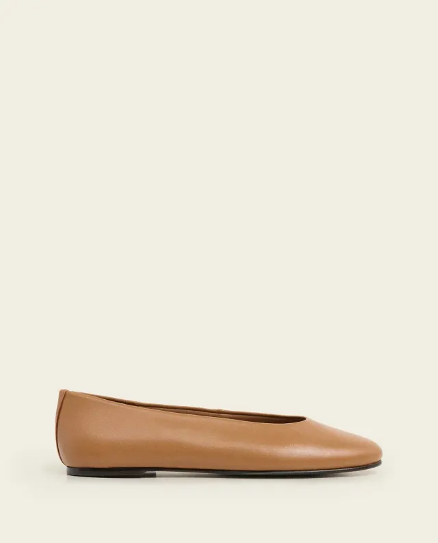 Flattered Pandora ballerina leer cognac plat