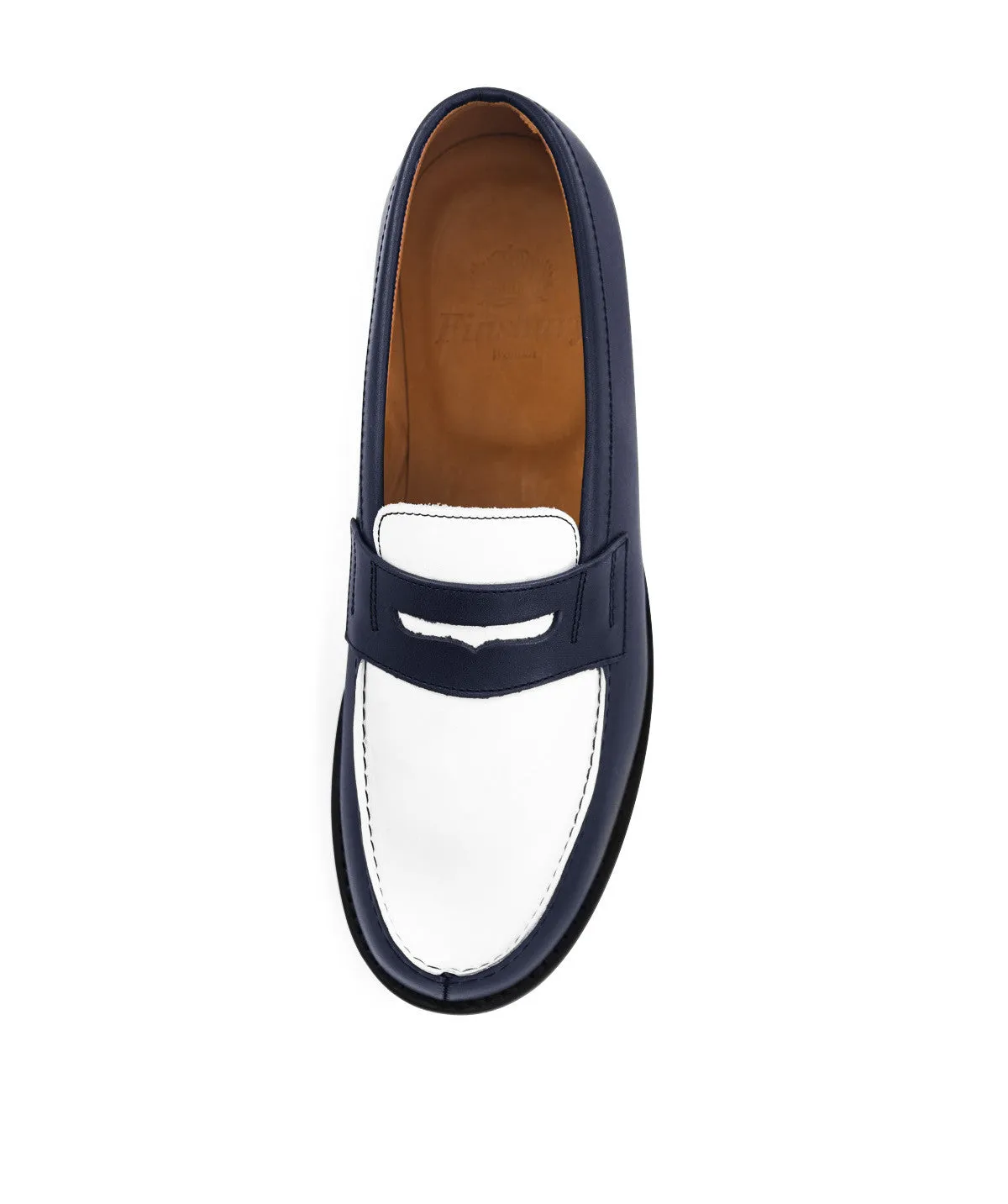 Finsbury Lilou loafer navy wit tweekleurig leer