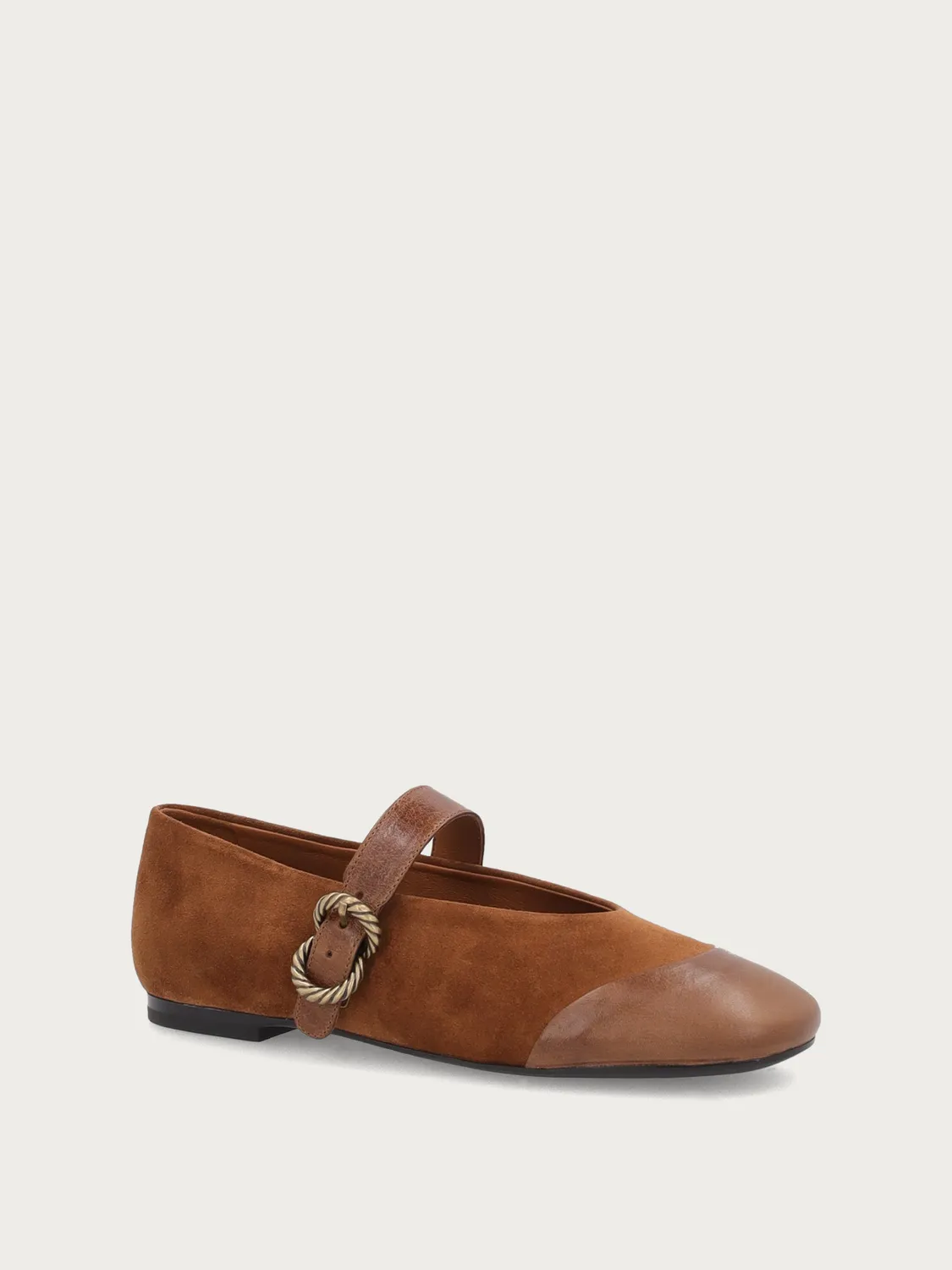 Frau Verona Mary Jane ballerina's lichtbruin suede