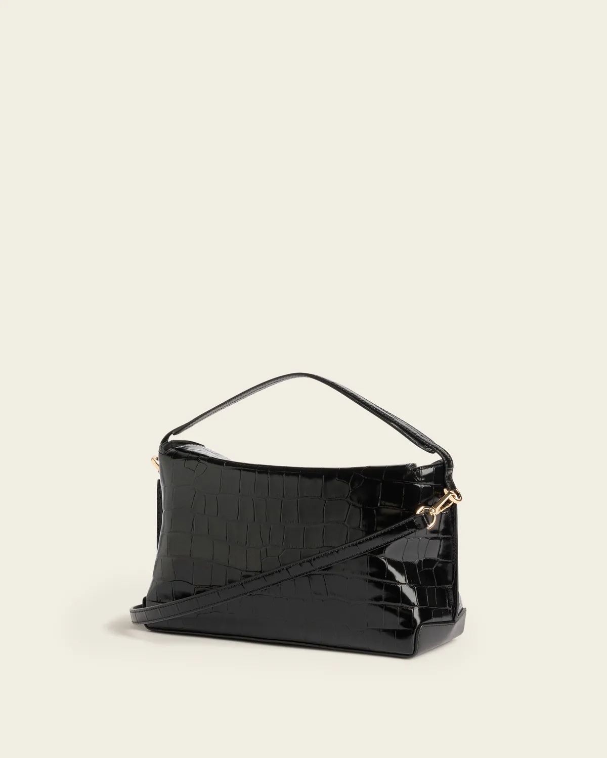 Flattered Hanna Grande handtas zwart croco leer