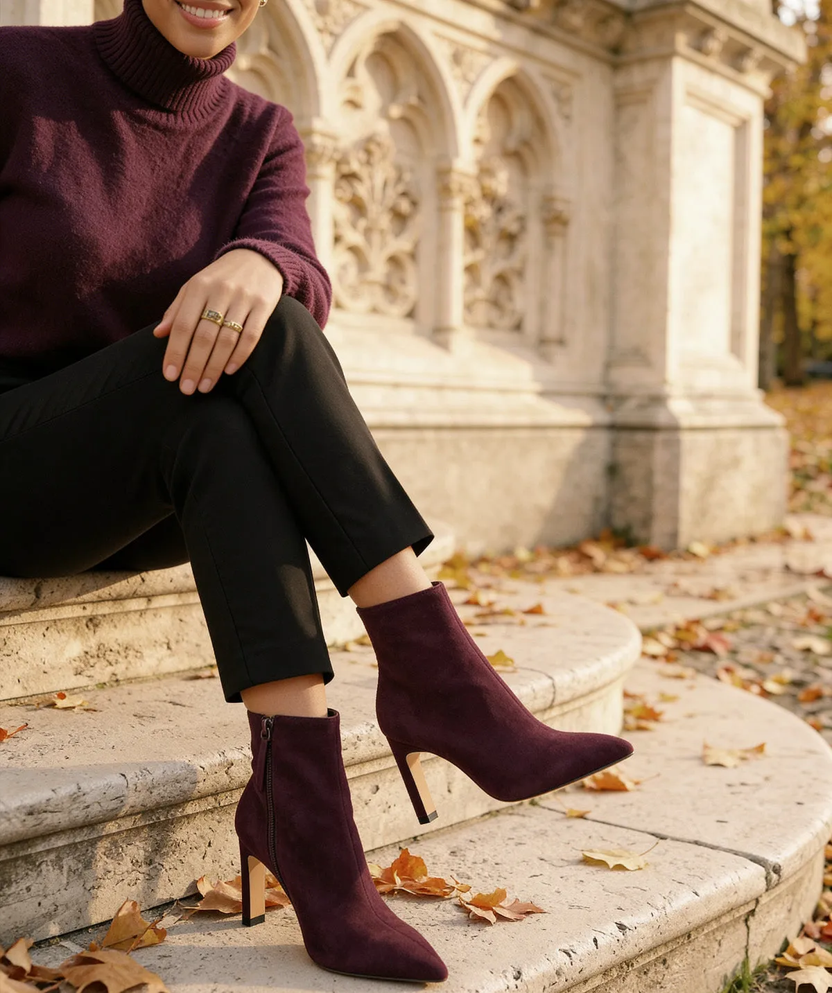 Finsbury Daisya enkellaarzen bordeaux suède 9 cm