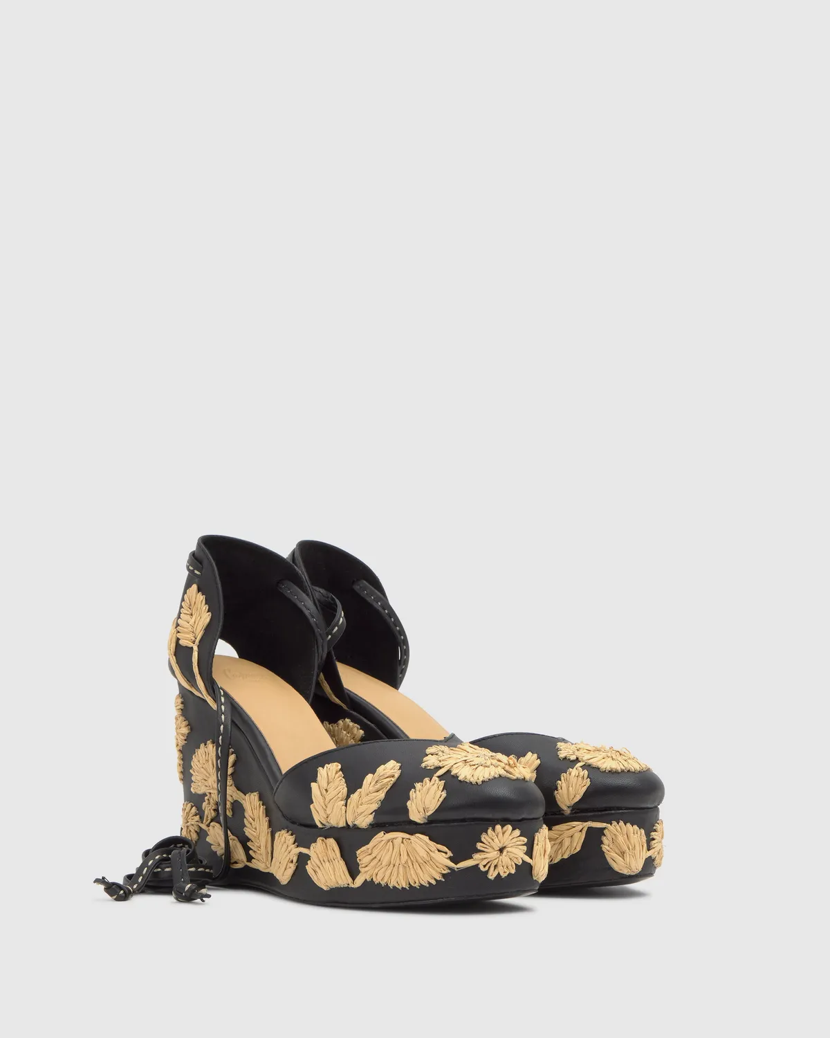 Castaner Carmela 280 espadrilles zwart leer 11 cm