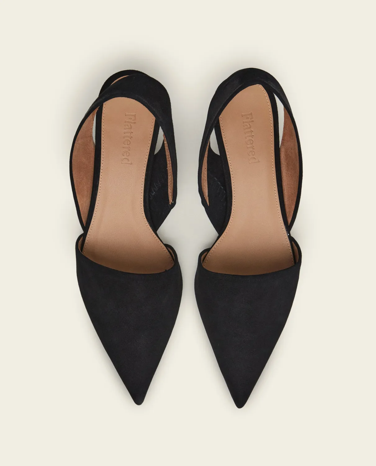Flattered Ninni slingback pump zwart suède kittenhak