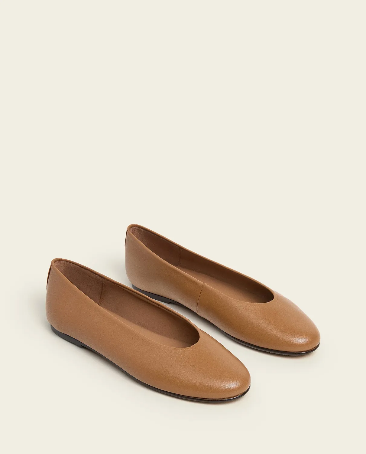 Flattered Pandora ballerina leer cognac plat
